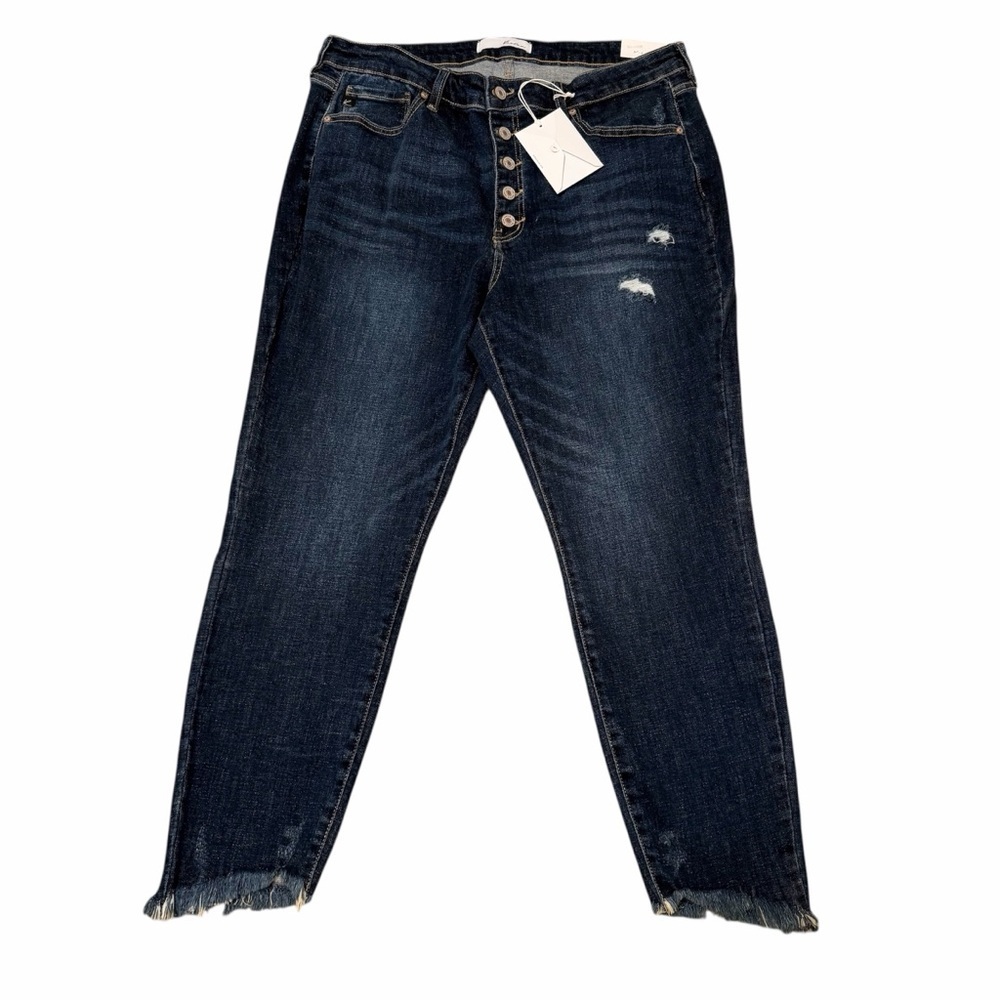 KanCan High Rise Ankle Skinny Women’s 2XL Dark Wash Frayed Hem Classic Spring